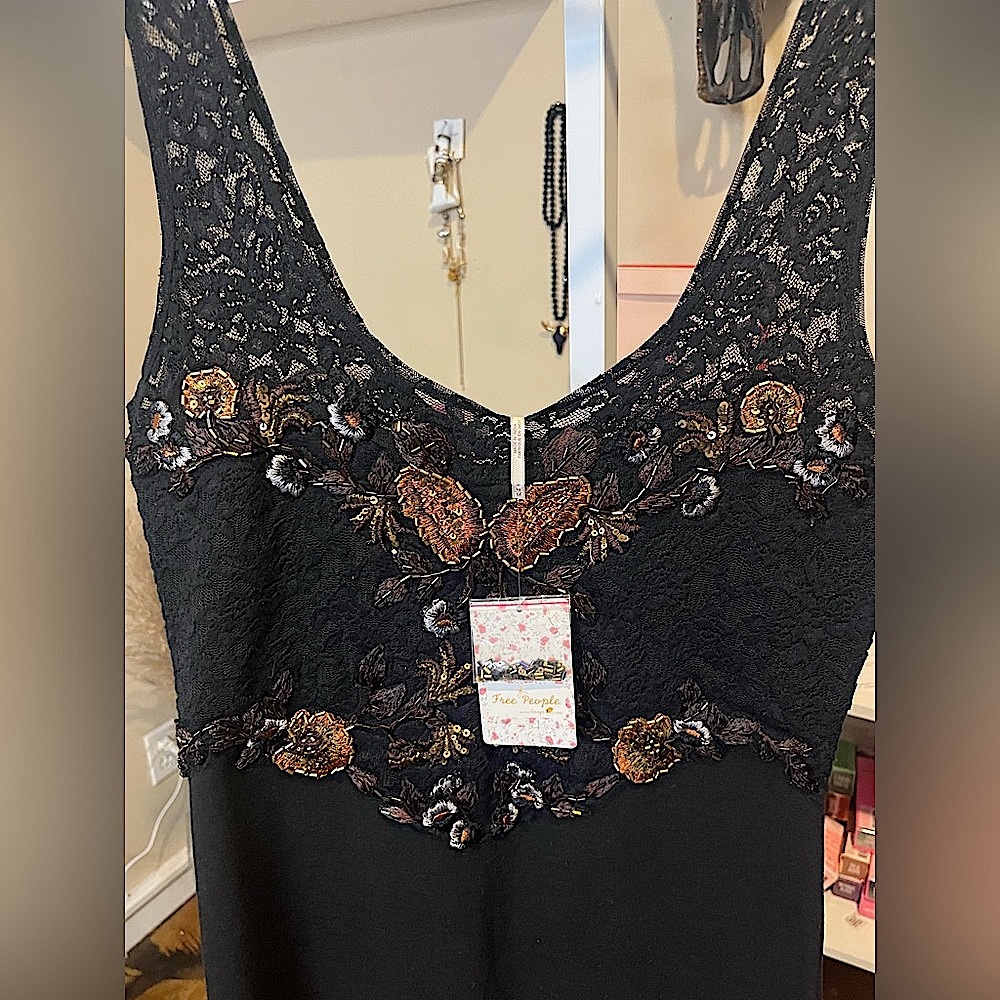 NWT Medium Free People Secrets of Eden Floral Embroidered Mini Dress - Picture 8 of 10